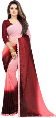 Fashion Day Self Design, Solid/Plain Bollywood Georgette Saree(Pink)