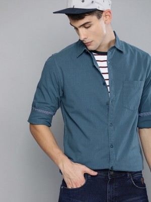 HARVARD Men Solid Casual Blue Shirt