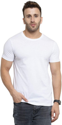 Lowrate Solid Men Round Neck White T-Shirt
