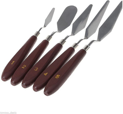 DiaCia Premium Artist Painting Palette Oil Paint Spatula Set with Wooden Handle 5 Pcs