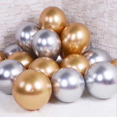 HARDATAR Solid 40 Pcs Golden, Silver Metallic Chrome Balloons for Birthdays, Anniversaries , Weddings, Functions and Party Occasion Balloon(Gold, Silver, Pack of 40)