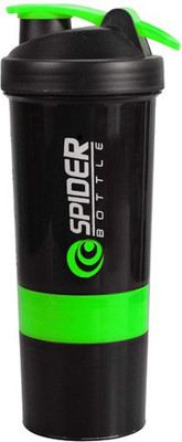 diego 500 ml Plastic Shaker(Pack of 1, Green, Black)