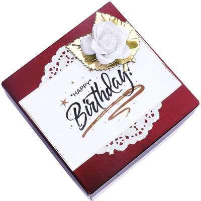 Crafted with passion Explosion box for birthday Greeting Card(Maroon, Off White, Pack of 1)