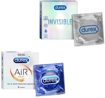 DUREX Invisible + AiR - Super Thin Condoms PassionRaja Special Combo Pack of (6 Condoms) Condom(Set of 2, 6S)