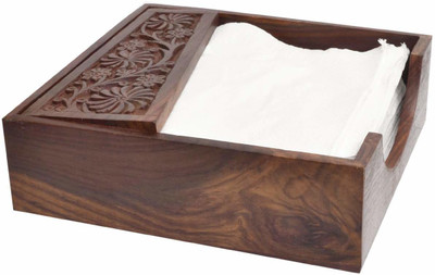 ARTANDCRAFTINDIA 1 Compartments Wooden Napkin Holder(Brown)