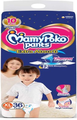 MamyPoko Mamy Poko Diaper Pants Extra Absorb, X-Large, 36 Pieces, (Pack of 1) - L(36 Pieces)