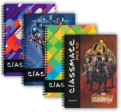 Classmate Pulse 1 Subject (267 X 203 mm) Spiral Regular Notebook Single Line 160 Pages(Multicolor, Pack of 4)