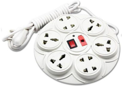 Buylink Socket Multi Outlet 4 + 4 2-Pin and 3-Pin Extension Cord with 2 Meter Long Wire and Fuse 6  Socket Extension Boards(White, 2 m)