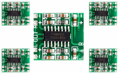 ERHIndia PAM8403 Super Mini Digital Amplifier Board 5pic Set 2 * 3W Class D Digital 2.5V to 5V Power Amplifier Board Efficient - Pack of 5 Electronic Components Electronic Hobby Kit