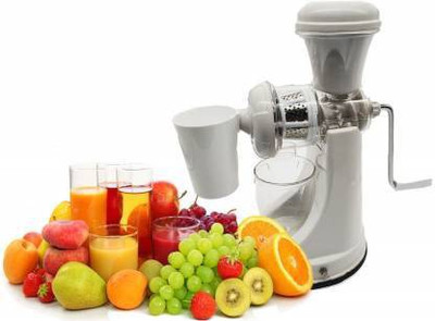Hoshila Plastic Fruit And Vegetable Mixer Juicer With Waste Collector Hand Juicer Grinder Hand Juicer(White)