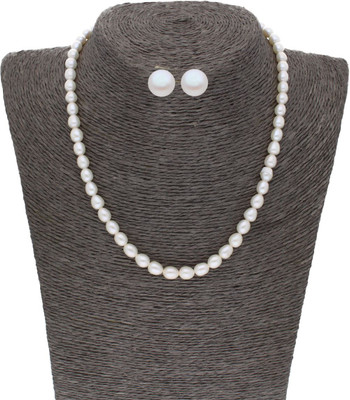 Sri Jagdamba Pearls Alloy Gold-plated White Jewellery Set(Pack of 1)