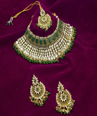 SAIYONI Alloy Gold-plated Green Jewellery Set(Pack of 1)