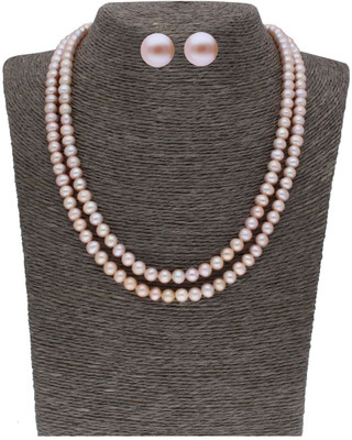 Sri Jagdamba Pearls Alloy Gold-plated Pink Jewellery Set(Pack of 1)
