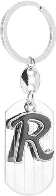 gtrp English Alphabet Letter R Silver Black Metal Keychain Key Chain