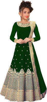 Manav fashion Maxi/Full Length Casual Dress(Green, Full Sleeve)