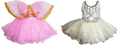 MS BROTHERS Baby Girls Midi/Knee Length Festive/Wedding Dress(Multicolor, Sleeveless)