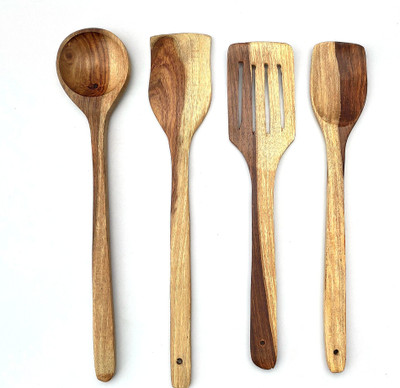 The Furniture Store Set Of 4 Wooden Spatula/spoon for kitchen Kitchen Tool Set(Brown, Spatula)