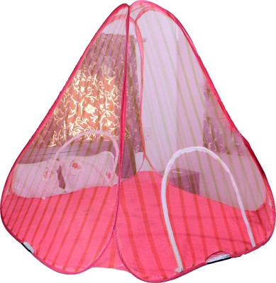 RIDDHI Nylon Adults Washable printedtent6x6_pink Mosquito Net(Pink, Tent)