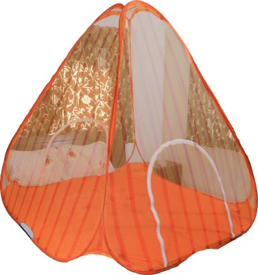 RIDDHI Nylon Adults Washable printedtent6x6_pink Mosquito Net(Orange, Tent)
