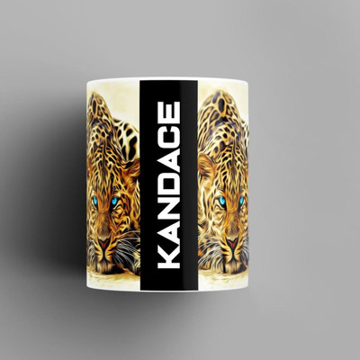 Beautum Name Printed Kandace Cheetah Design Ceramic (350) ml. Model No:BMNAT008955 Ceramic Coffee Mug(350 ml)