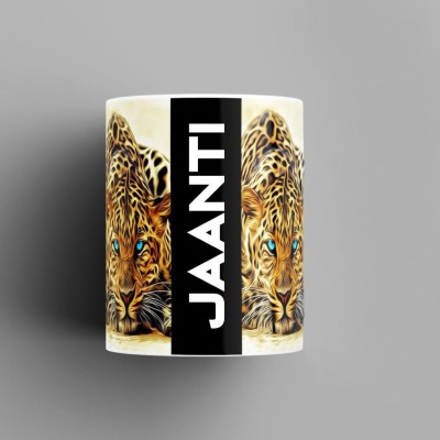 Beautum Name Printed Jaanti Cheetah Design Ceramic (350) ml. Model No:BMNAT007456 Ceramic Coffee Mug(350 ml)