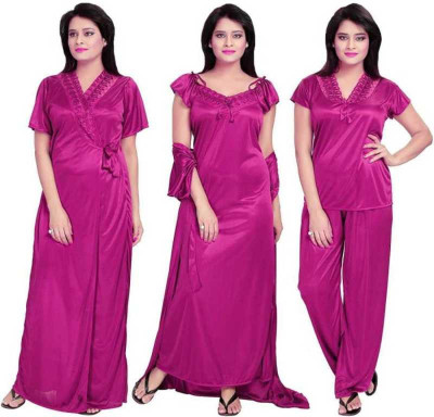 Favitery Women Nighty(Pink)