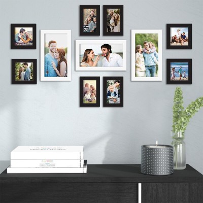 Flipkart Perfect Homes Polymer Wall Photo Frame(Black, White, 11 Photo(s), 4x6 Inches, 5x5 Inches, 6x10 Inches)