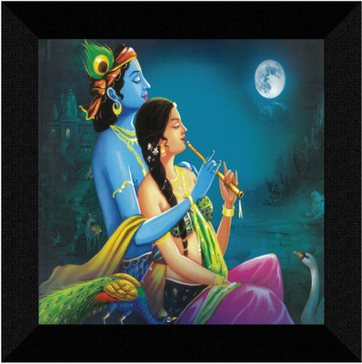 saf Radha Krishna Digital Reprint 12 inch x 12 inch Painting(With Frame)