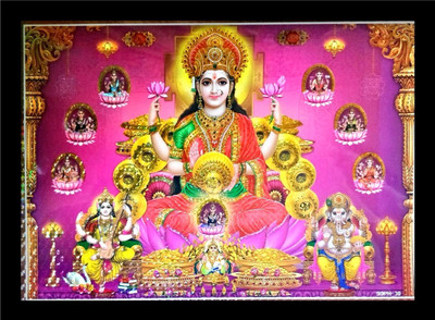 SUNINOW god asht Laxmi Ganesh Saraswati with kuber ji ( 35 x 26 cm ) | god photo frames | big size photo frame | laxmi photo frame Religious Frame