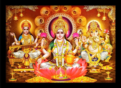SUNINOW Laxmi Ganesh Saraswati Photo Frame |laxmi Photo Frame | laxmi ganesh photo frame | God Photo Frame | God Photos | bhagwan photo | Religious frame | big size photo frame ( 48 x 36 cm ) Religious Frame