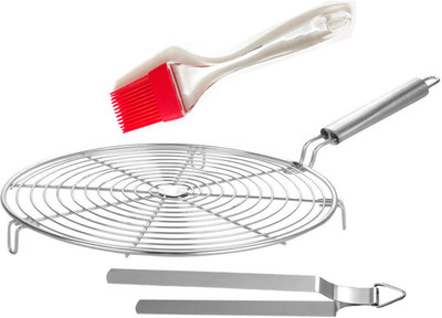 RAU MA Round Roaster_Chimta And Butter Brush_00H 2 kg Roaster(Silver)