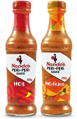 Nando's Combo Pack Of 2 |Peri Peri Sauce Hot & Medium For Dipping & Cooking| (250gm each) Sauces(2 x 250 g)