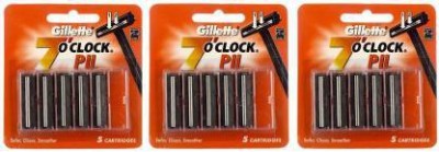 Gillette (7) O Clock Pll Cartridges 15 Pcs. (Pack of 3)(Pack of 3)