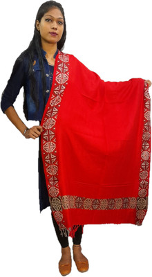 PASHTUSHS Wool Self Design Women, Men Shawl(Red)