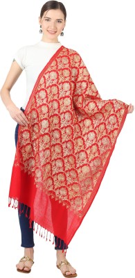 MUFFLY Wool Embroidered Women Shawl(Red)