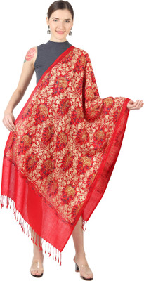 MUFFLY Wool Embroidered Women Shawl(Red)