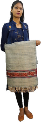 PASHTUSHS Wool Self Design Women, Men Shawl(Grey)