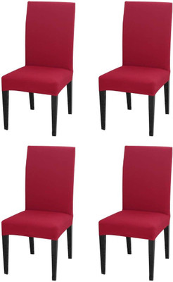 DECORIAN Polycotton Plain 1 Seater Chair Cover(Red Pack of 4)