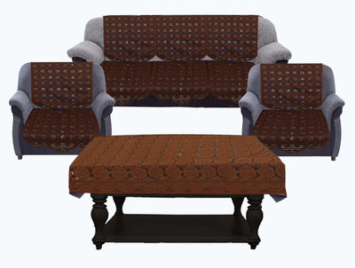 KUBER INDUSTRIES Cotton Geometric 3+1+1 Seater Sofa Cover(Brown Pack of 7)