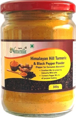 Farm Naturelle Pure Himalayan Mountain Turmeric (Curcumin) with Black Pepper (Peperine) Powder -300 GMS(300 g)