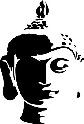 Jagvii 59 cm Buddha Self Adhesive Sticker(Pack of 1)