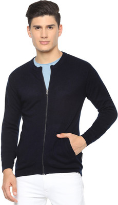 VAN HEUSEN Solid Round Neck Casual Men Blue Sweater