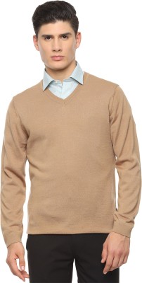 VAN HEUSEN Solid V Neck Formal Men Beige Sweater