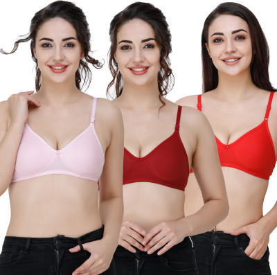 Docare Moulded Women T-Shirt Non Padded Bra(Pink, Maroon, Red)