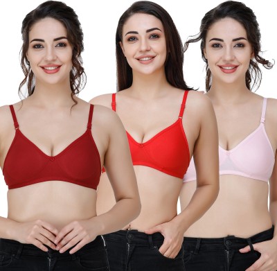 Docare Moulded Women T-Shirt Non Padded Bra(Maroon, Red, Pink)