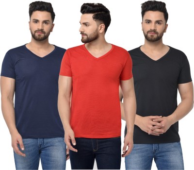 Adorbs Solid Men V Neck Red, Blue, Black T-Shirt