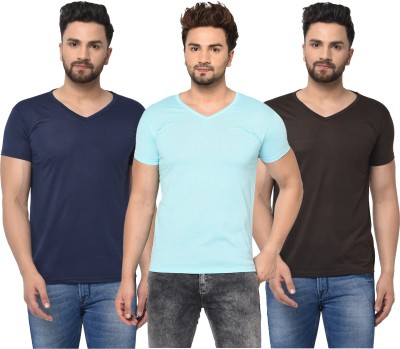 Adorbs Self Design Men V Neck Multicolor T-Shirt