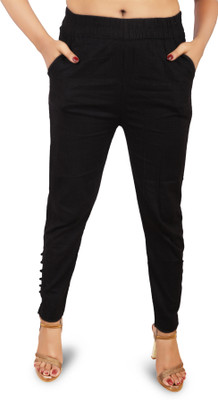 DRESSED UP DIVAS Slim Fit Women Black Trousers