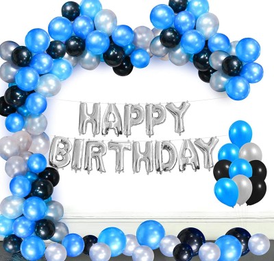 BUC Solid Happy Birthday Latex Decoration Combo, 101 Piece, Blue Balloon(Multicolor, Pack of 101)