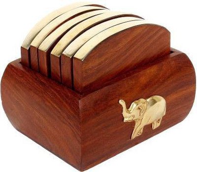 Smarts collection Square Reversible Wood Coaster Set(Pack of 6)